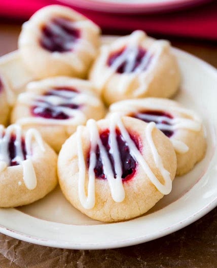 Raspberry Almond Thumbprint Cookies