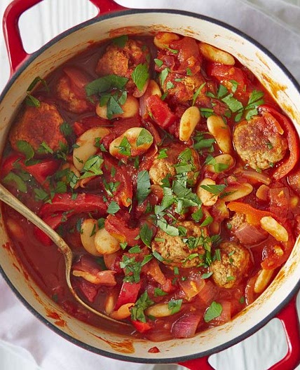 Spanish meatball & butter bean stew
