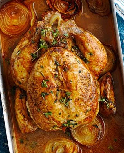 Lemon roast chicken with chorizo stuffing