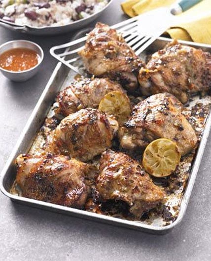 Jerk chicken with rice & peas