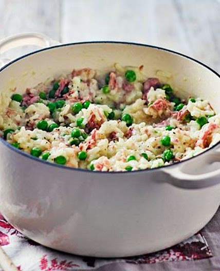 Cheese, ham & pea risotto