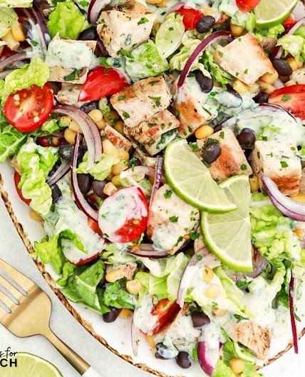 Mexican Inspired Grilled Chicken Salad with Creamy Honey Lime Dressing Recipe