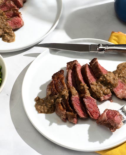 Sous Vide Ribeye Steaks with Mustard Sauce