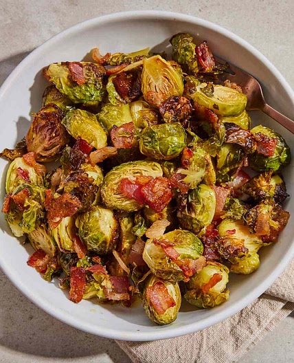 Maple Roasted Brussels Sprouts with Bacon