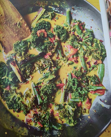 Charred spring onions and broccoli