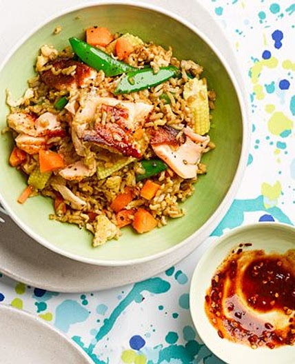 Salmon egg-fried rice