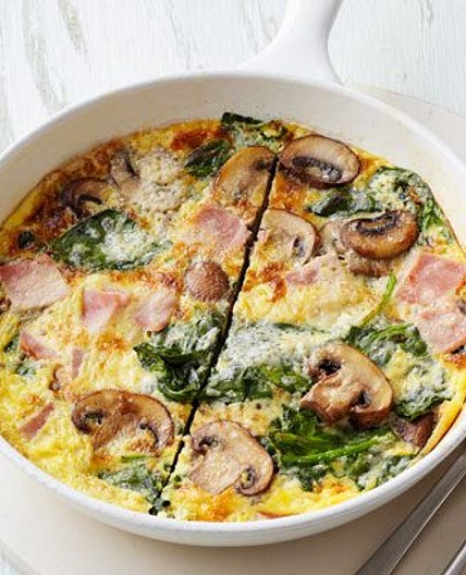 Ham, mushroom & spinach frittata