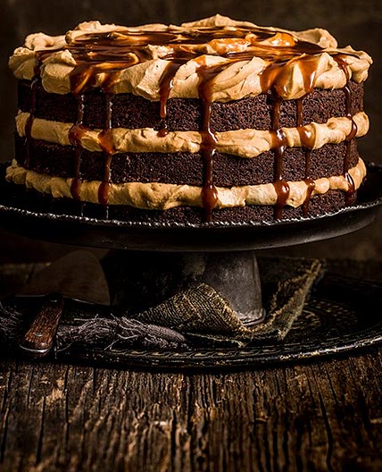 Chocolate and burnt butterscotch layer cake