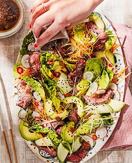 BBQ rainbow beef salad