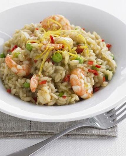Lemony prawn & pea risotto