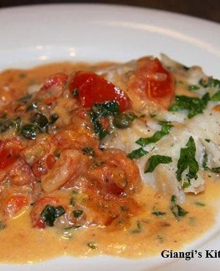 Cod Piccata with Artichokes, Tomatoes & Olives