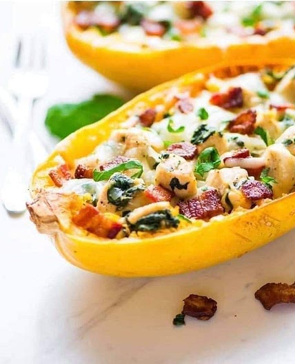 Chicken Bacon Ranch Casserole/Spaghetti Squash Boats