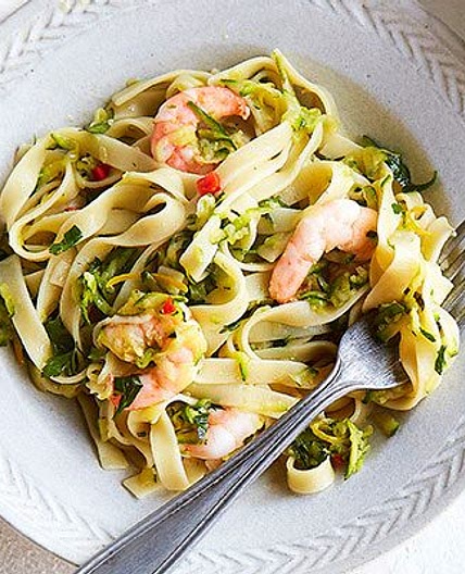 Lemony prawn & courgette tagliatelle
