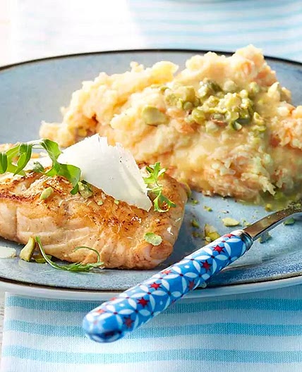 Wortelpuree met zalm