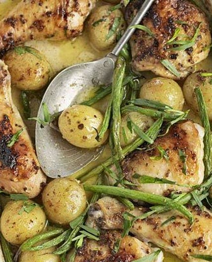 Honey, mustard & crème fraîche baked chicken