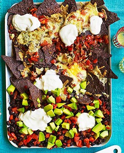 One-pan nachos with black beans