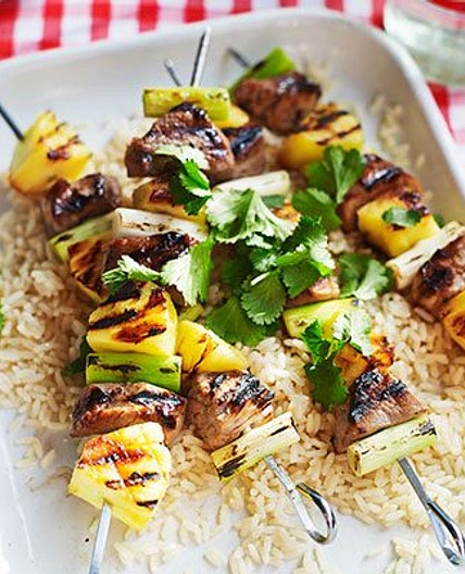Pineapple & pork skewers