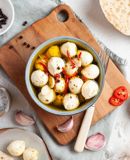 Marinated Mozzarella with Basil
