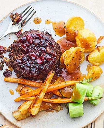 Cranberry & lentil bake