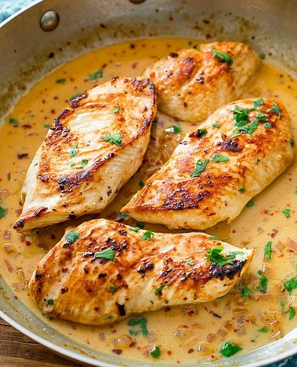 Skillet Chicken with Cilantro Lime Sauce