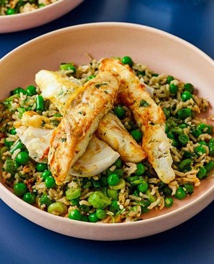 Herby fish fingers with Chinese-style rice