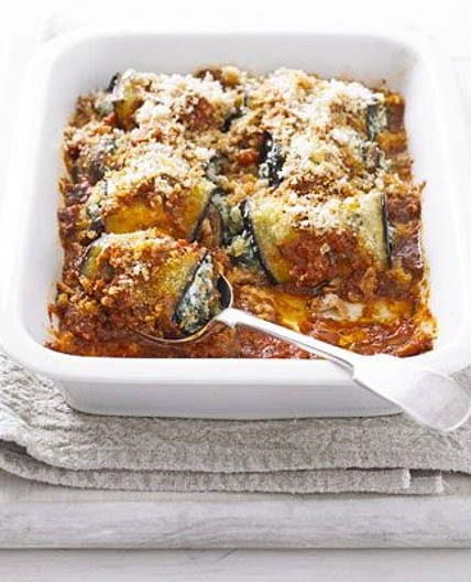 Aubergine rolls with spinach & ricotta