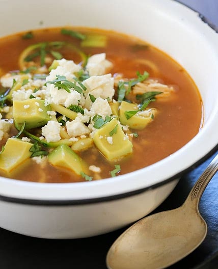 Chipotle Chicken Zucchini "Fideo" Soup (Slow Cooker or Instant Pot)