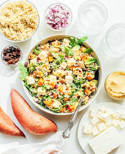 Mediterranean Sweet Potato Salad with Hummus Dressing