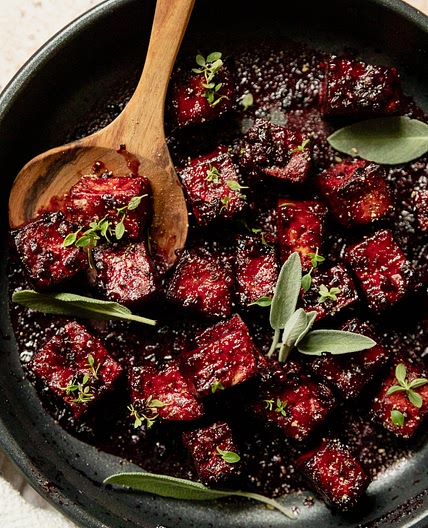 Blackberry Glazed Tofu with Black Pepper & Chili