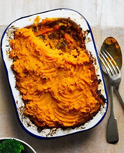 Indian sweet potato & dhal pies