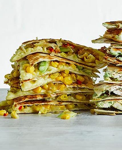 Chilli corn & spring onion quesadilla