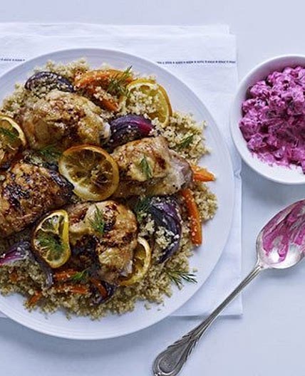Chicken & quinoa salad with beetroot yogurt