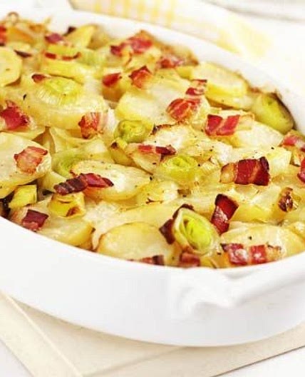 Leek, potato & bacon bake