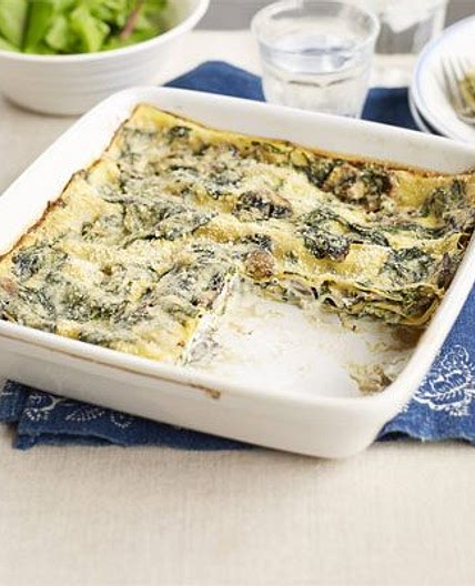 Quick mushroom & spinach lasagne