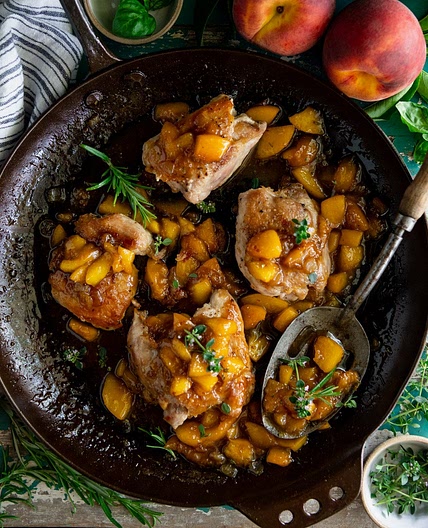 One Skillet Peach Chicken