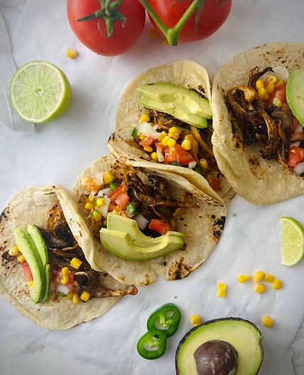 Crispy Oyster Mushroom Tacos with Easy Pico De Gallo