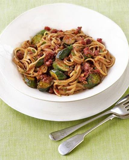 Courgette & tomato linguine
