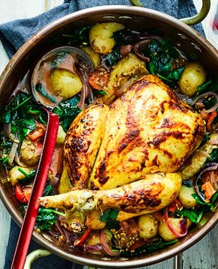 Pot-roast Bombay chicken