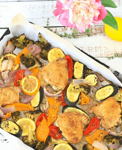 Low Carb Sheet Pan Chicken with Veggies and Fresh Herbs