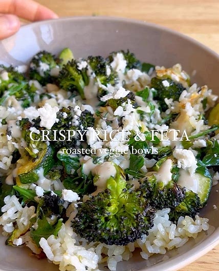 CRISPY RICE & FETA ROASTED VEGGIE BOWLS💚