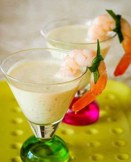 Chilled prawn and cucumber soup