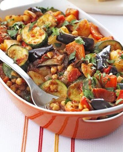 Roast summer vegetables & chickpeas