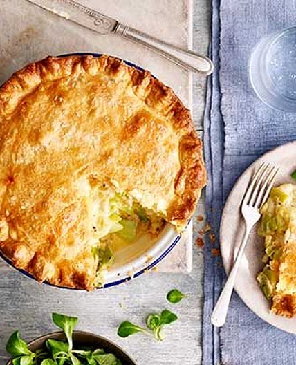 Leek, cheese & potato pie