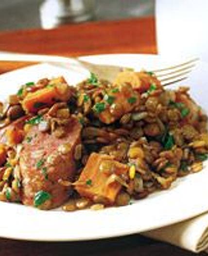 Lentils with Smoked Sausage and Carrots