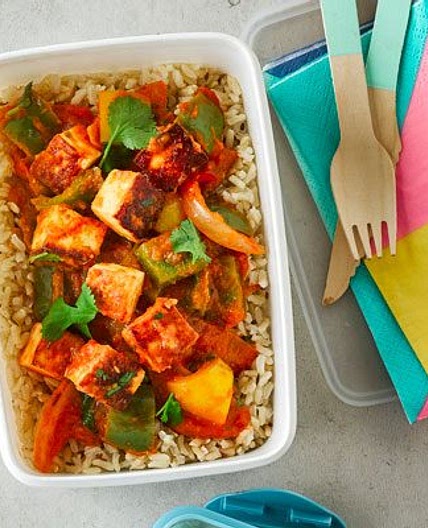 Paneer jalfrezi with cumin rice
