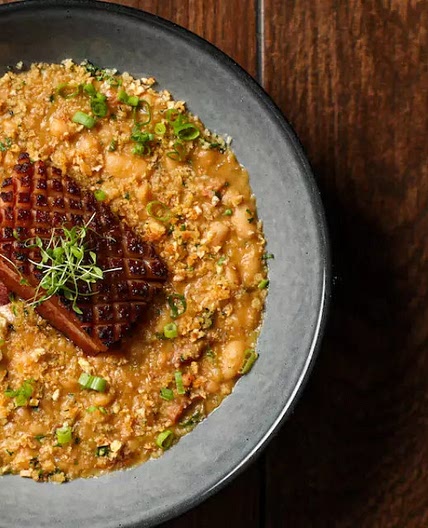Creole White Bean Cassoulet with Braised Pork Belly
