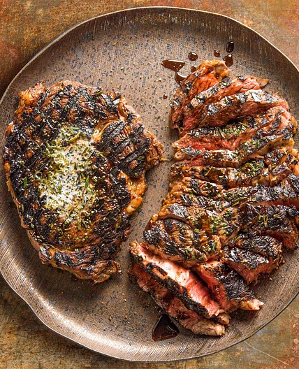 Grilled Rib-Eye w/ Rosemary & Pomegranate Molasses 
