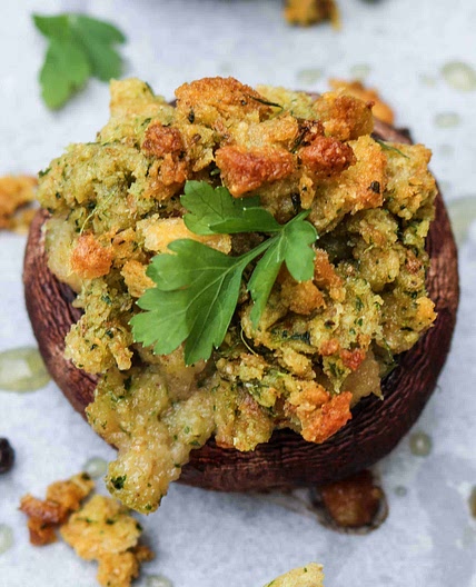 Vegan Garlic Bread Stuffed Mushrooms