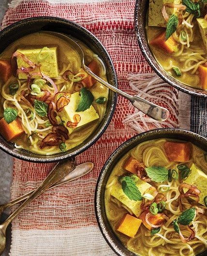 Tofu and Sweet Potato Curry Soup