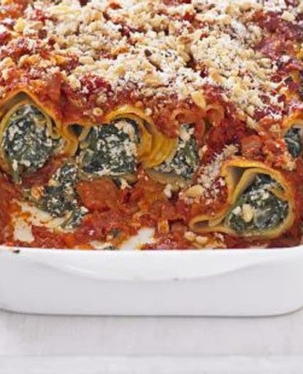 Tofu & spinach cannelloni